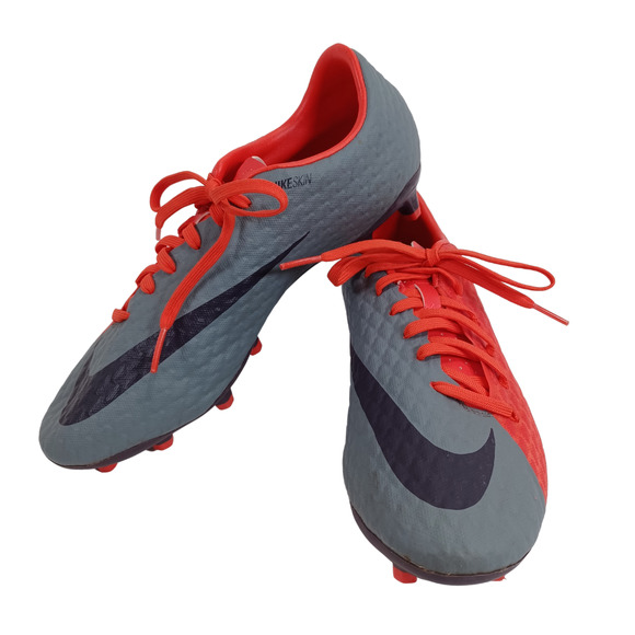 Nike Women's 9 Hypervenom Phelon 3 Soccer Cleats Red Gray NikeSkin - Picture 1 of 9